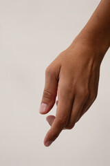 Empty tanned females hand, close up.