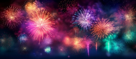 Fototapeta premium Fireworks in the city background