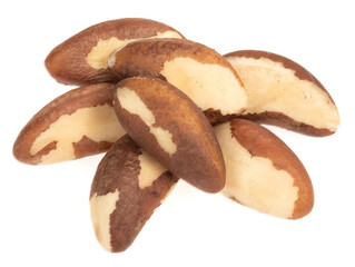 Peeled brazil nut isolated on white background