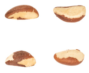 Peeled brazil nut isolated on white background