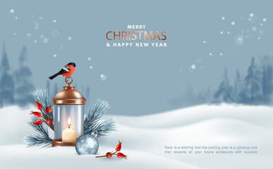 Merry Christmas and Happy New Year banner - 682372322