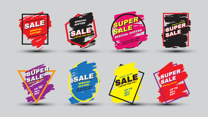 Set Sale banner template design, Super sale special offer. Vector illustration