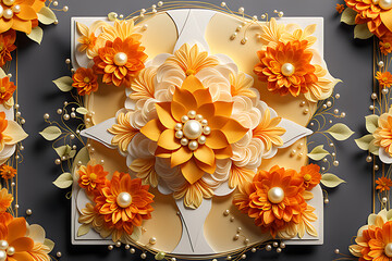 invitation card decorated with paper flowers