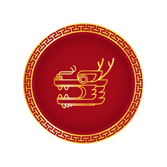 Happy Chinese new year 2024 the dragon zodiac sign. Lantern, Asian elements gold. Happy new year 2024 year of the dragon. Dragon head logo. 