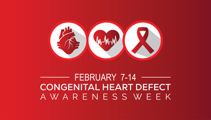 Vector illustration on the theme of Congenital Heart defect awareness week observed each year during February.banner, Holiday, poster, card and background design. - obrazy, fototapety, plakaty