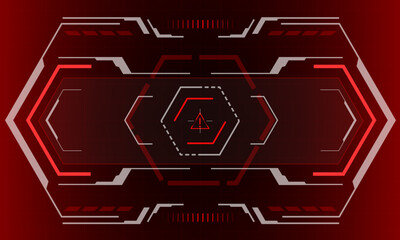 HUD sci-fi hexagon interface screen view hexagon geometric design virtual reality futuristic technology creative display on red vector