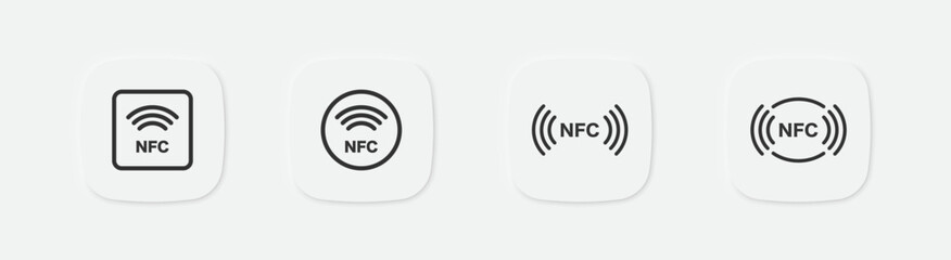 NFC icon. Contactless pay symbol. Payment wireless icons. Card and phone NFC pay. Vector isolated sign.