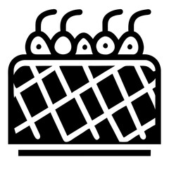 Birthday cake icon, simple black and white design. Vector illustration. generative AI