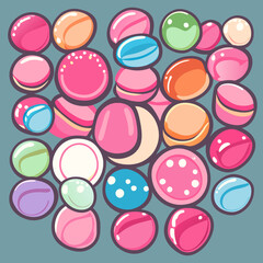 Seamless pattern with colorful round candies. Vector illustration. Generative AI