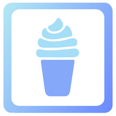 Ice cream icon in blue frame, vector illustration. Flat design style. Generative AI