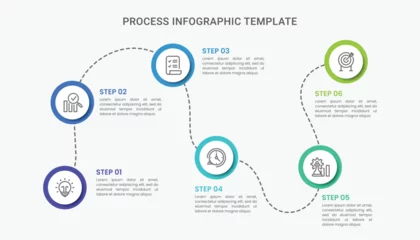 Fotobehang Timeline process infographic template for business presentation with icons and 6 steps. © Pasek Renti