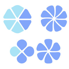 Set of blue flower icon on white background. Flat style. Vector illustration. AI Generated