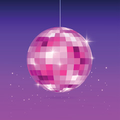 Neon disco ball background and night club party ball light glowing	
