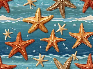 Fototapeta na wymiar Starfish and shells on the beach. summer concept with sandy beach, shells and starfish.