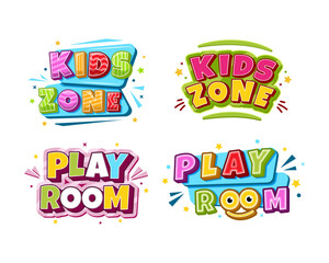 Naklejka premium Kids Zone and playroom label sticker vector collections