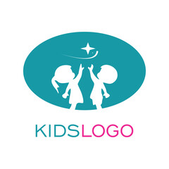 Kids logo design simple concept Premium Vector