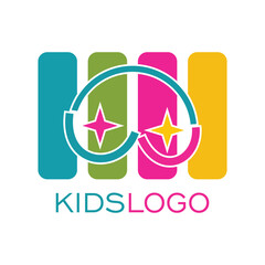 Kids logo design simple concept Premium Vector
