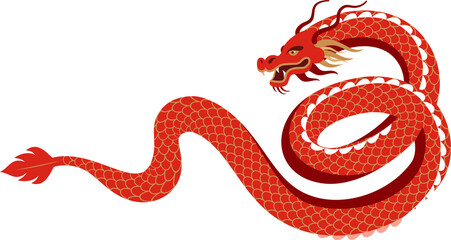 Fototapeta premium Chinese New Year 2024 - Year of the Dragon, Chinese zodiac symbol, Lunar new year red dragon concept.