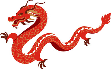 Fototapeta premium Chinese New Year 2024 - Year of the Dragon, Chinese zodiac symbol, Lunar new year red dragon concept.