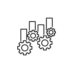 Gears icon isolated. Cog wheel with graph. flat icon sign symbol. Bar chart outline. for website and app design, illustration vector of business growth