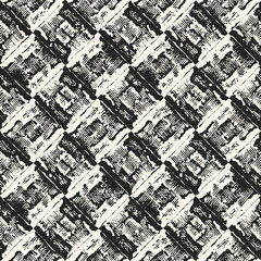 Monochrome Grunge Textured Checked Pattern