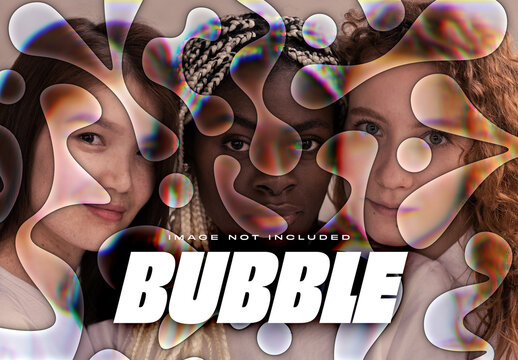 Iridescent Bubble Photo Effect Mockup