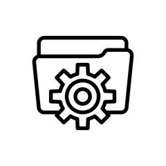 Data management icon. Simple outline style. Document, file, folder, record, digital database, system information concept. Thin line symbol. Vector illustration isolated.