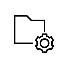 Data management icon. Simple outline style. Document, file, folder, record, digital database, system information concept. Thin line symbol. Vector illustration isolated.