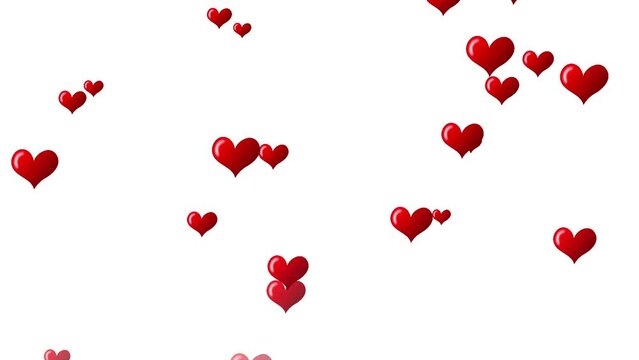 red heart balloons isolated on white background. falling of love balloon