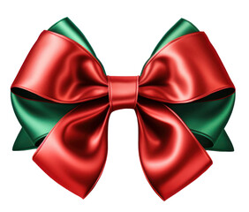 Green and red festive ribbon isolated on a transparent background. PNG ribbon with transparency. Festive clipart.