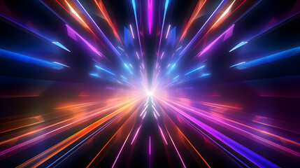 futuristic abstract background with colorful bright neon rays