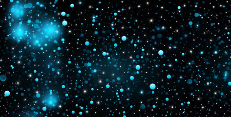 Obraz na płótnie Canvas blue stars against black background, rain drops on the window. Generative Ai content