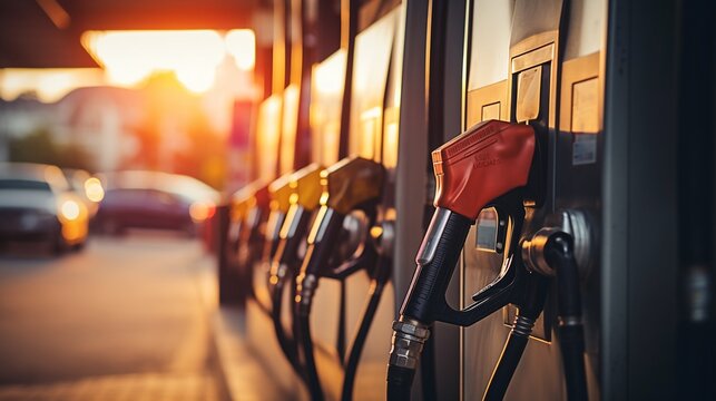 red gasoline fuel at a gas station