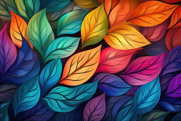 Obraz premium Pattern of colorful autumn leaves. Generated by artificial intelligence