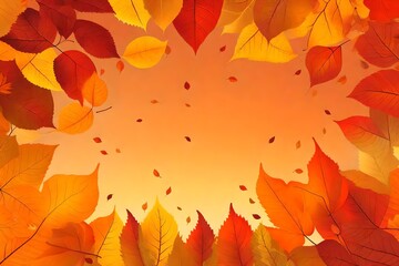 Vector graphics portraying the beauty of fall leaves overhead, with a warm color palette of red, orange, and yellow