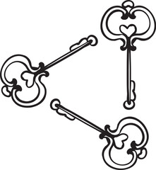 Key decorative ornament in doodle style in vector
