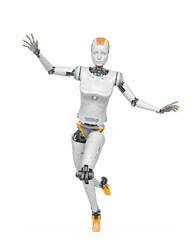 female cyborg is running