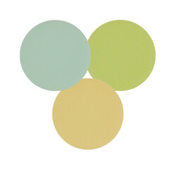 Paper plates, plastic, various colors cut out isolated transparent background