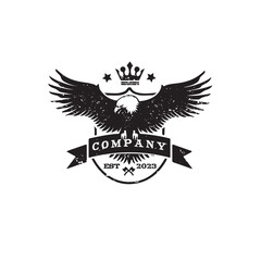 vintage eagle badge black and white logo design vector illustration