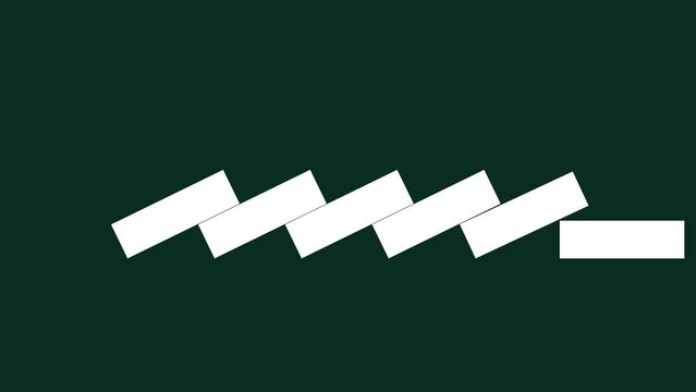 Animation of falling domino blocks rotating in sequence