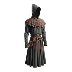 Obraz premium Medieval Men's Cowl Dress Illustration Art With a Transparent Background Generative AI.