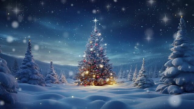 christmas tree in the snow