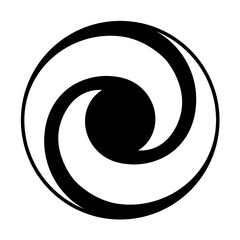 A logo for a company featuring a spiral design in monochrome colors on white backdrop