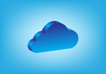 Cloud on blue background. Cloud symbol for your website design, logo, and app. Vector illustration, Cloud storage. Network computing technologies. 