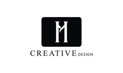 M white letter creative brand simple minimal logo design for all kind of business.