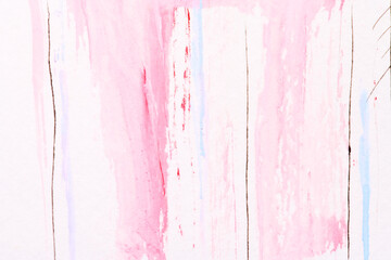 Multicolor abstract background, watercolor paint blots and stains on white paper, pink ink