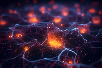 Fototapeten Abstract glowing virtual neural network, generative Artificial Intelligence  © Christophe
