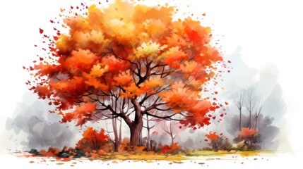 Obraz na płótnie Canvas Tree in autumn on white background