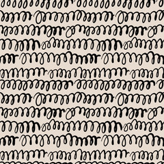 Decorative seamless pattern with handdrawn shapes. Hand painted grungy ink doodles on light background. Trendy endless texture for digital paper, fabric, backdrops, wrapping