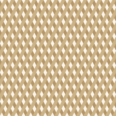 Golden geometric seamless pattern. Simple luxury vector design with diagonal lines and stripes forming a grid texture. Abstract elegant background. Modern repeating ornament for decor, wallpaper